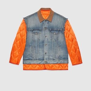 size 48 M - Gucci Reversible Denim Ripstop Jacket Orange